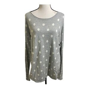 J.Jill womens pullover sweatshirt. Cotton grey polk dots size large. Long sleeve